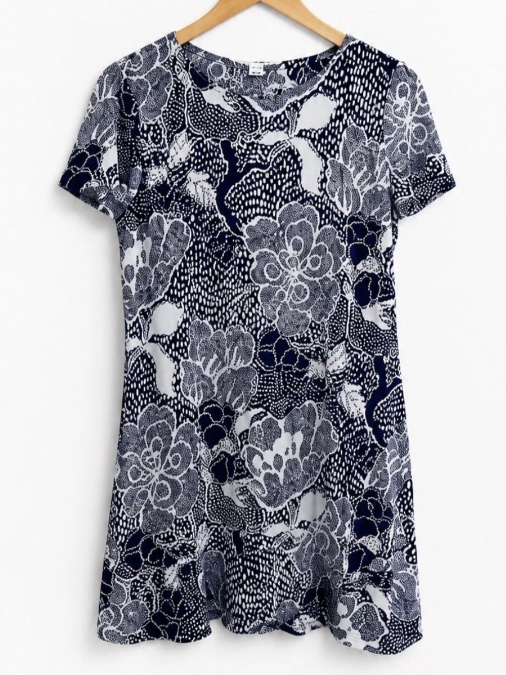 Diane Von Furstenberg Silk Shift Dress Size 8 Floral Abstract Blue White Short